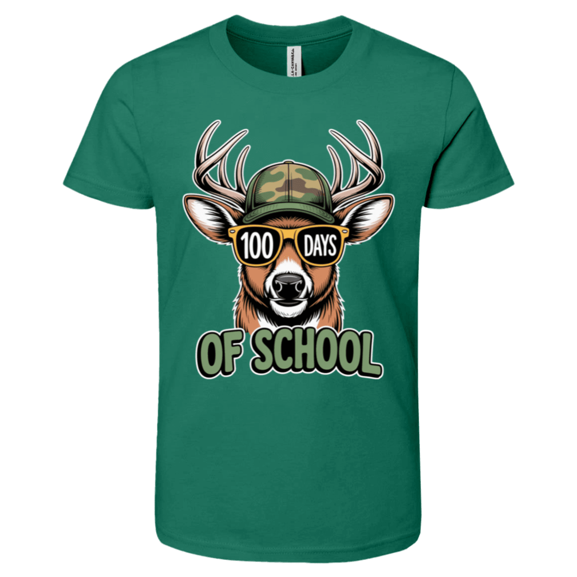100 Days of School Deer Bella + Canvas Kids SS T-Shirt - 931 Graphics