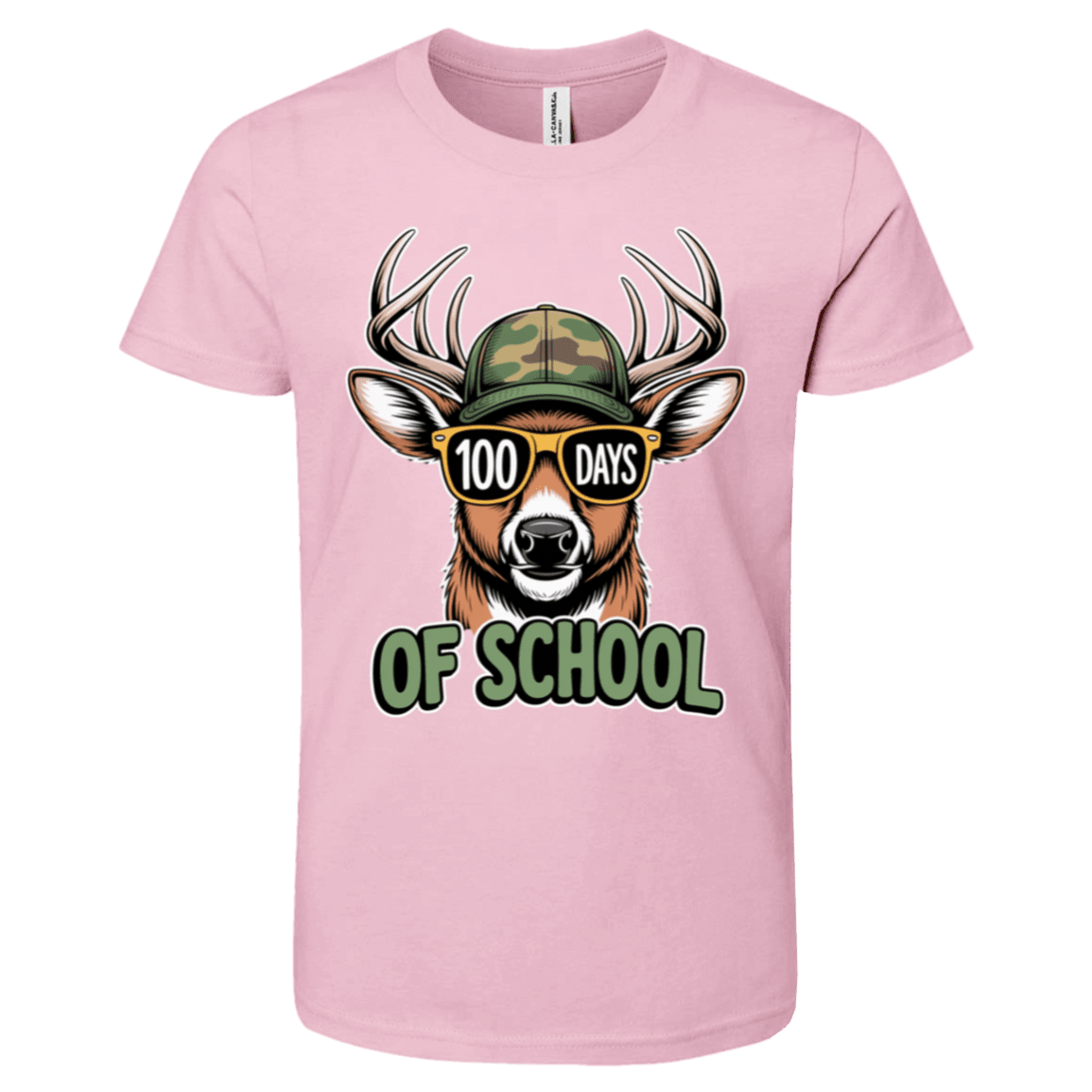 100 Days of School Deer Bella + Canvas Kids SS T-Shirt - 931 Graphics