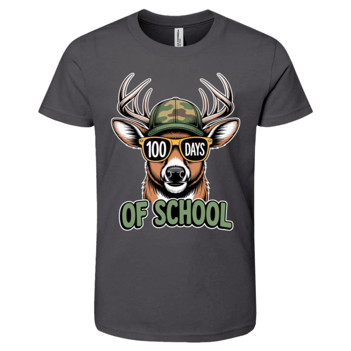 100 Days of School Deer Bella + Canvas Kids SS T-Shirt - 931 Graphics