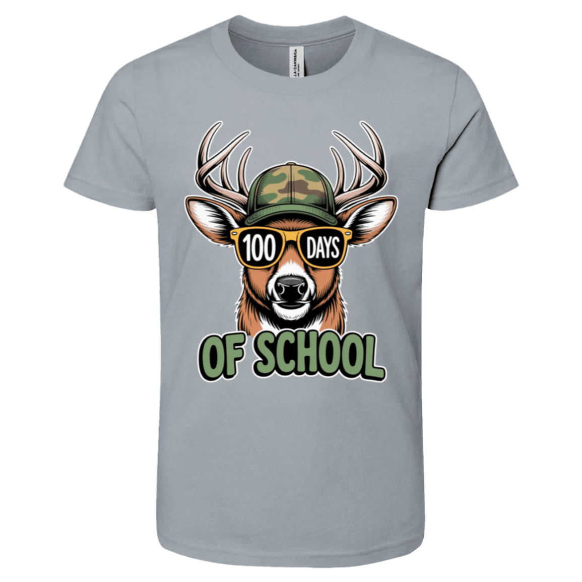 100 Days of School Deer Bella + Canvas Kids SS T-Shirt - 931 Graphics