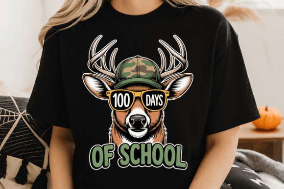 100 Days of School Deer Bella + Canvas Kids SS T-Shirt - 931 Graphics