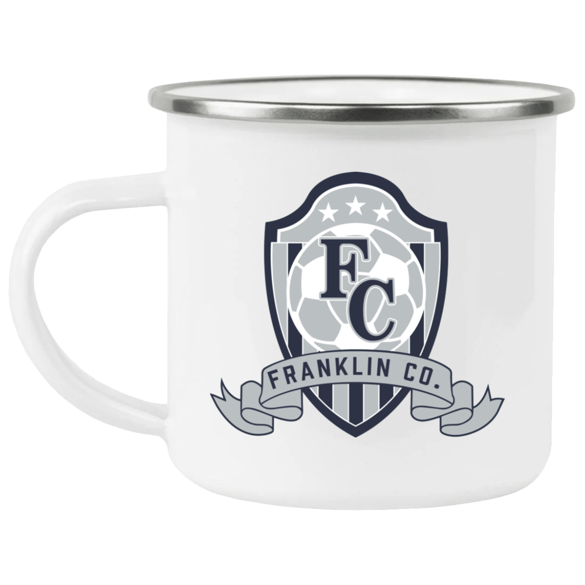 FC Soccer Crest Enamel Camping Mug - Busy Bee Graphix