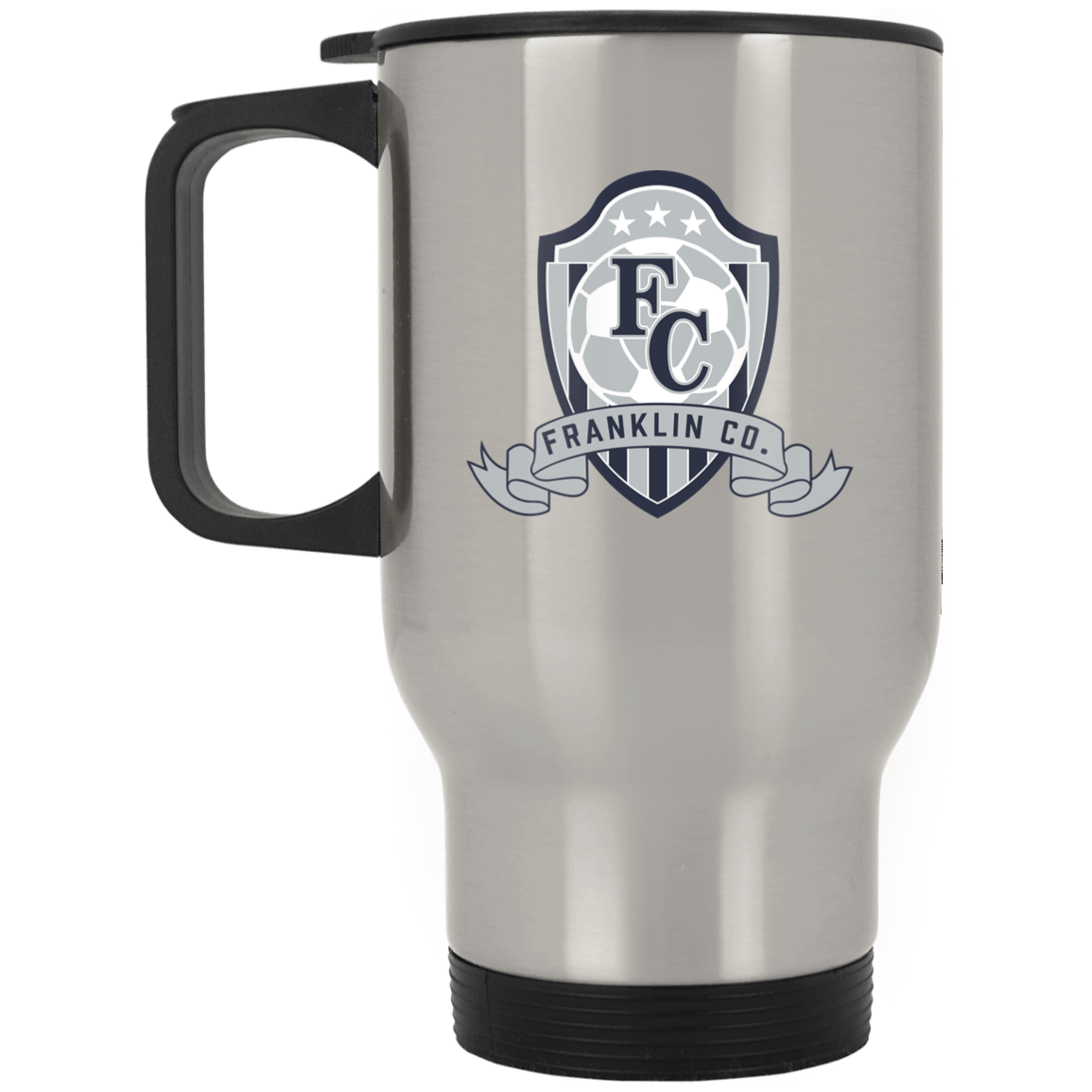 FC Soccer Crest Silver Stainless Travel Mug - Busy Bee Graphix