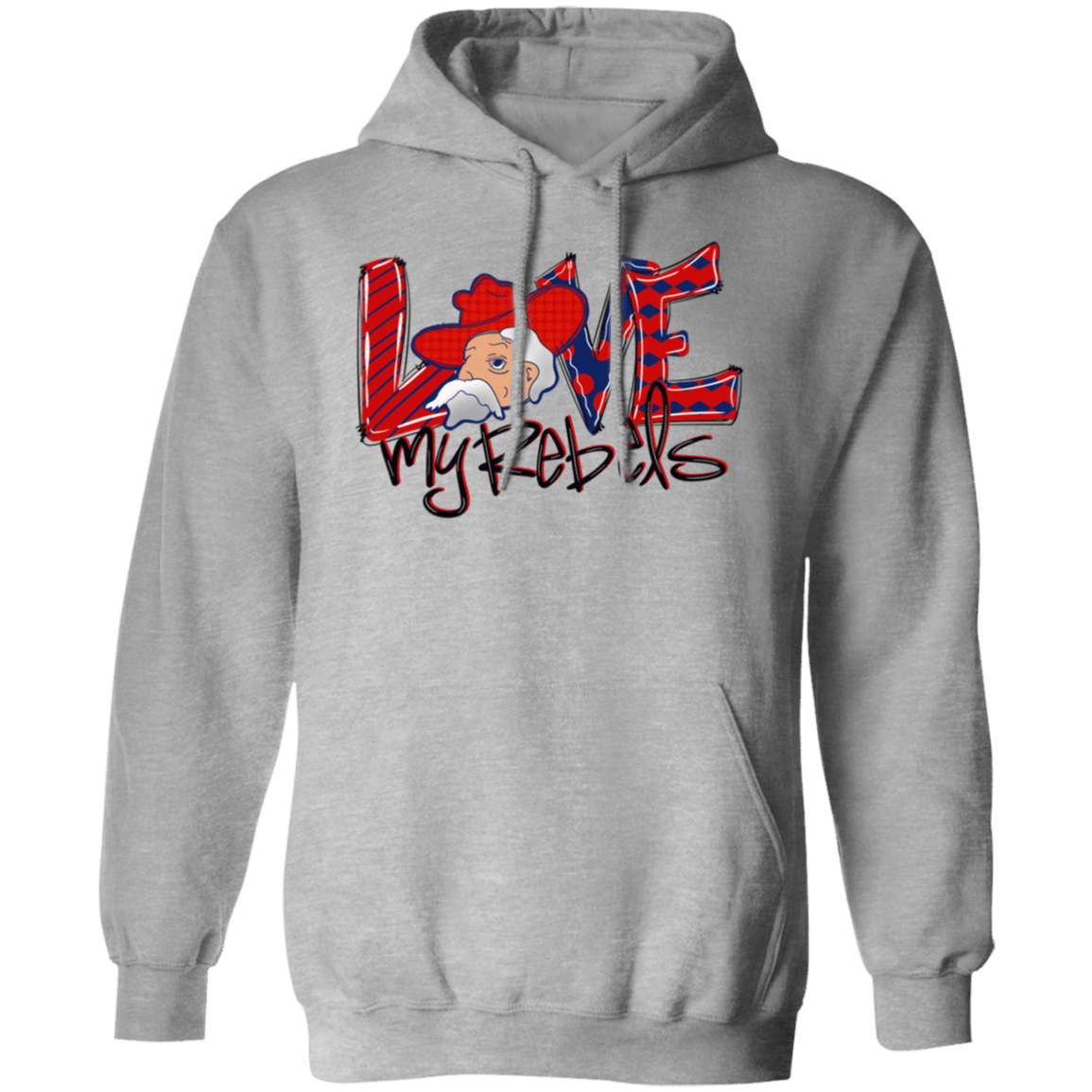 Love My Rebels Adult Gildan Hoody - Busy Bee Graphix