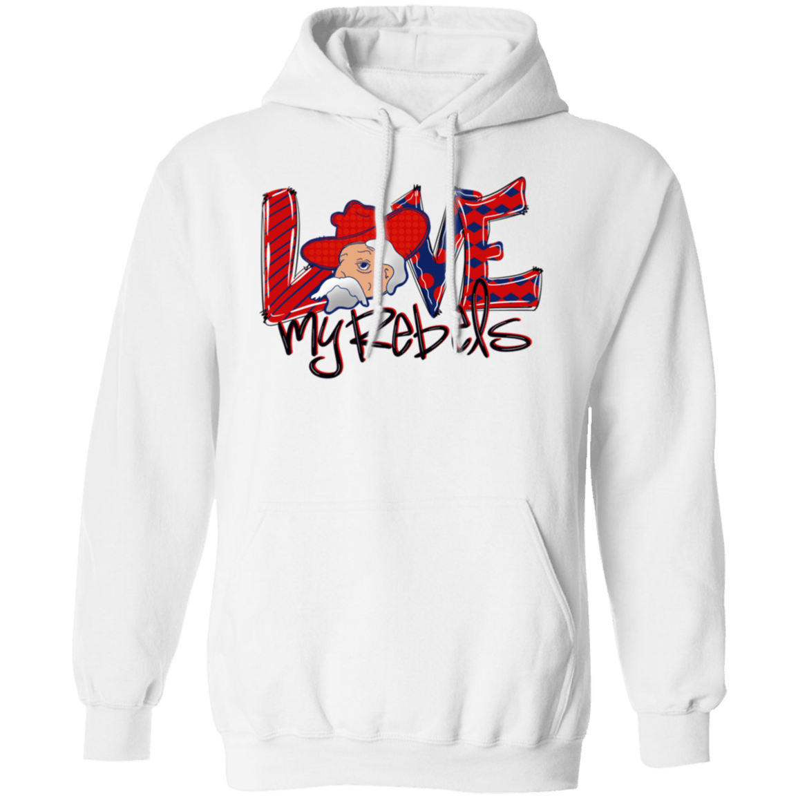 Love My Rebels Adult Gildan Hoody - Busy Bee Graphix