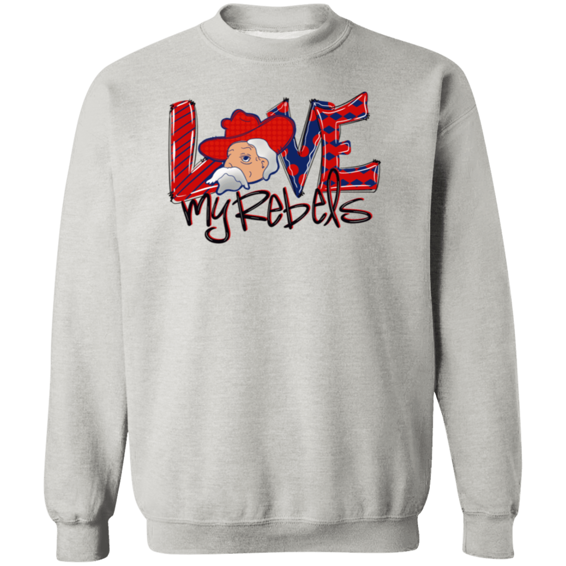 Love My Rebels Crewneck Sweatshirt - Busy Bee Graphix
