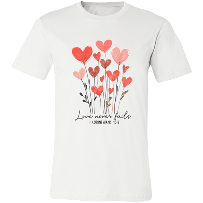 Love Never Fails – Bella Canvas Unisex Tee - 931 Graphics