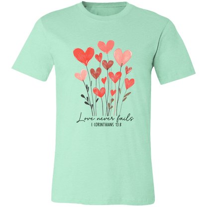 Love Never Fails – Bella Canvas Unisex Tee - 931 Graphics