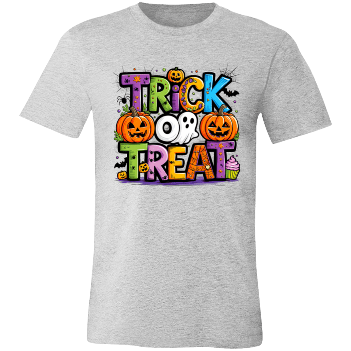 Trick or Treat Halloween Ghost Pumpkin Bella Canvas Tee - Busy Bee Graphix